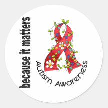 Autism Flower Ribbon 3 Stickers