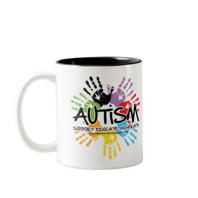 Autism Handprint Coffee Mugs by fightcancertees