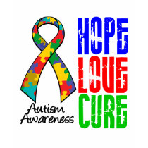 Autism Hope Love Cure Ribbon t-shirts by giftsforawareness Autism Hope Love Cure Ribbon t-shirts