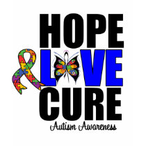 Autism Hope Love Cure (v.1) t-shirts by giftsforawareness Autism Hope Love Cure (v.1) t-shirts