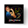 Autism I Fight Like a Girl Rosie The Riveter Pinback Button