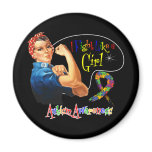 Autism I Fight Like a Girl Rosie The Riveter Fridge Magnets