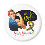 Autism I Fight Like a Girl Rosie The Riveter Magnets