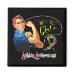 Autism I Fight Like a Girl Rosie The Riveter Refrigerator Magnets