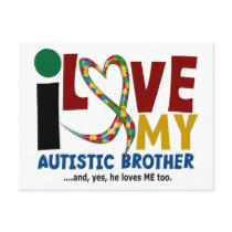 AUTISM I Love My Autistic Brother 2 Postcard