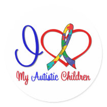 Autism I Love My Autistic Children Round Stickers