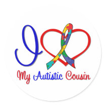 Autism I Love My Autistic Cousin Round Stickers