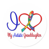 Autism I Love My Autistic Granddaughter Round Sticker