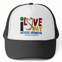 AUTISM I Love My Autistic Grandson 2 Mesh Hat