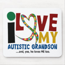 AUTISM I Love My Autistic Grandson 2 Mouse Mat