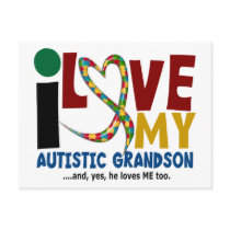 AUTISM I Love My Autistic Grandson 2 Postcards