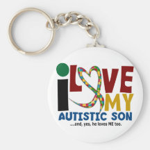 AUTISM I Love My Autistic Son 2 Keychain
