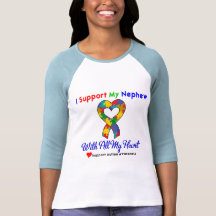 Autism: I Support My Nephew With All My Heart T Shirts