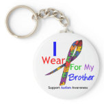 Autism I Wear Puzzle Ribbon For My Brother keychains