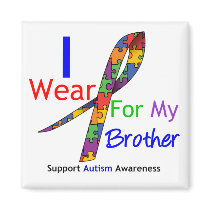 Autism I Wear Puzzle Ribbon For My Brother Fridge Magnet
