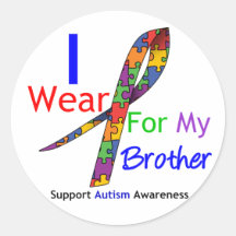 Autism I Wear Puzzle Ribbon For My Brother Sticker