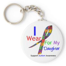 Autism I Wear Puzzle Ribbon For My Daughter Key Chain