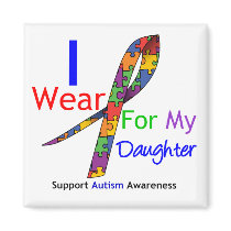 Autism I Wear Puzzle Ribbon For My Daughter Fridge Magnet