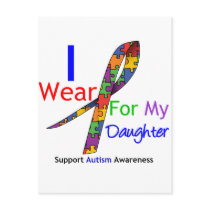 Autism I Wear Puzzle Ribbon For My Daughter Post Card