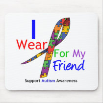 Autism I Wear Puzzle Ribbon For My Friend Mouse Mat