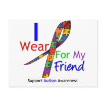 Autism I Wear Puzzle Ribbon For My Friend Postcards