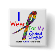 Autism I Wear Puzzle Ribbon For My Granddaughter Pin