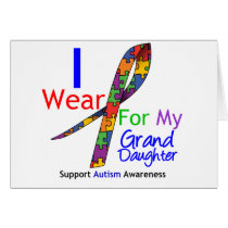 Autism I Wear Puzzle Ribbon For My Granddaughter Cards