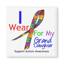 Autism I Wear Puzzle Ribbon For My Granddaughter Refrigerator Magnets