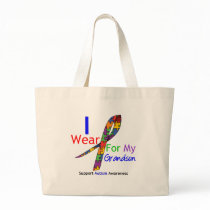 Autism I Wear Puzzle Ribbon For My Grandson Tote Bag