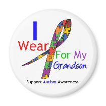 Autism I Wear Puzzle Ribbon For My Grandson Fridge Magnets