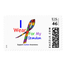 Autism I Wear Puzzle Ribbon For My Grandson Postage Stamps