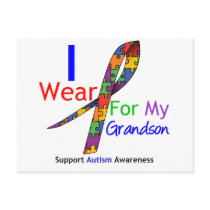 Autism I Wear Puzzle Ribbon For My Grandson Postcard