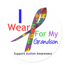 Autism I Wear Puzzle Ribbon For My Grandson Sticker