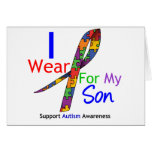 Autism I Wear Puzzle Ribbon For My Son Card