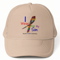 Autism I Wear Puzzle Ribbon For My Son Trucker Hat