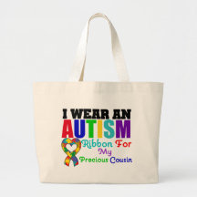 Autism I Wear Ribbon For My Precious Cousin Tote Bags