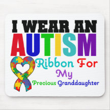 Autism I Wear Ribbon For My Precious Granddaughter Mouse Mats