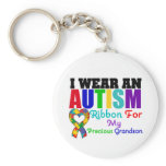 Autism I Wear Ribbon For My Precious Grandson keychains