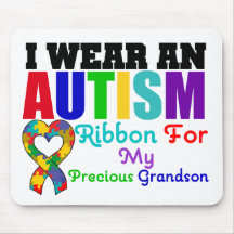 Autism I Wear Ribbon For My Precious Grandson Mouse Mat