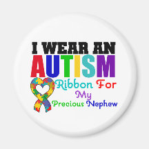 Autism I Wear Ribbon For My Precious Nephew Refrigerator Magnets