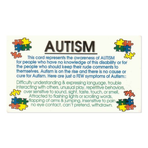 Autism Informant Business Cards (front side)