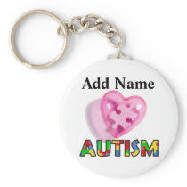 Autism Keychain Pink Puzzle Heart Customize