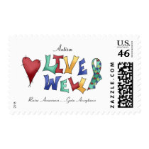 Autism- Live Well Postage Stamp