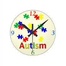 autism, clock, education, school, children, awareness, [[missing key: type_aif_wallcloc]] with custom graphic design