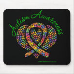 Autism Mosaic Heart Ribbon Mouse Pad