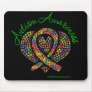 Autism Mosaic Heart Ribbon Mouse Pad