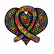 Autism Mosaic Ribbon Sculpture photo sculptures by giftsforawareness Autism Mosaic Ribbon Sculpture photo sculptures