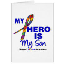 Autism My Hero is My Son Greeting Cards