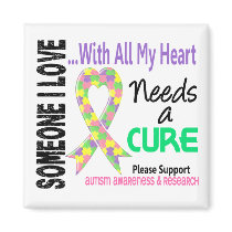 Autism Needs A Cure 3 (Pastel) magnets by awarenessgifts Autism Needs A Cure 3 (Pastel) magnets