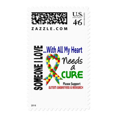 Autism Needs A Cure 3 Postage by awarenessgifts